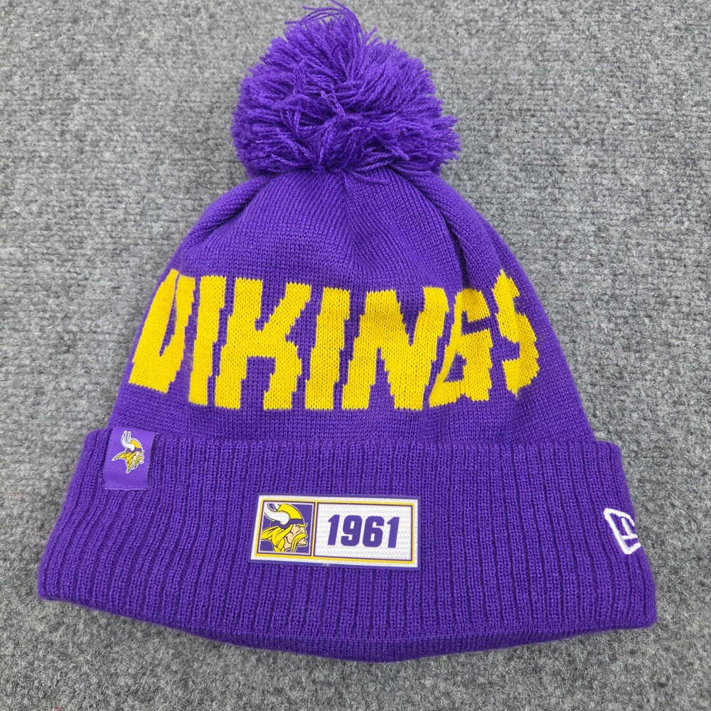 Minnesota Vikings Knit Beanie Hat Purple New Era Pom NFL Fanwear Football Sporty